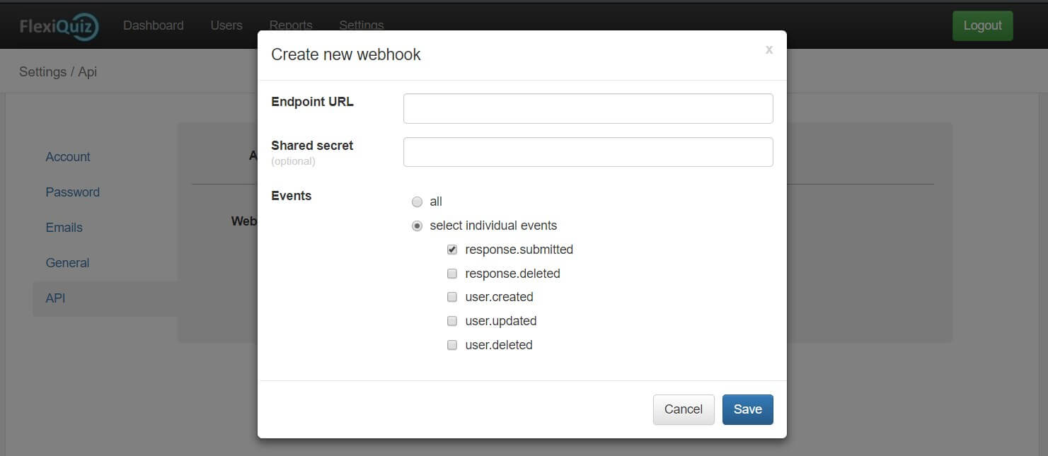 Create webhook