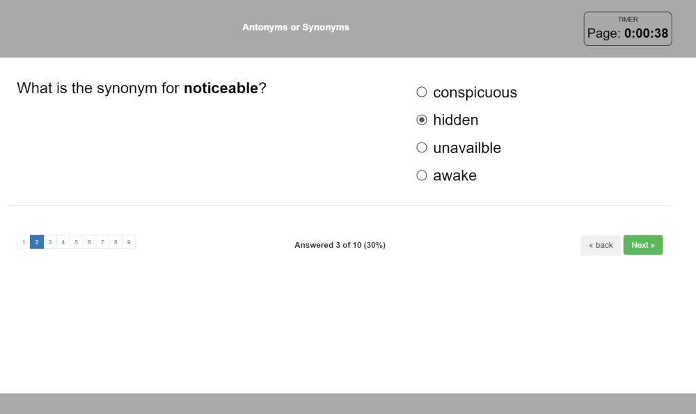 Quiz options and customizing