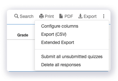 button to delete quiz results