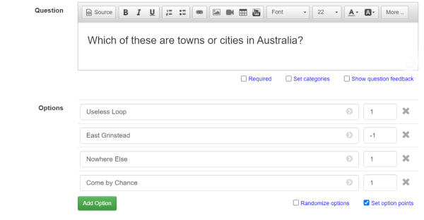 mcq question template with negative scoring