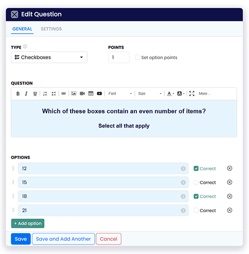  example of how to add the checkbox question