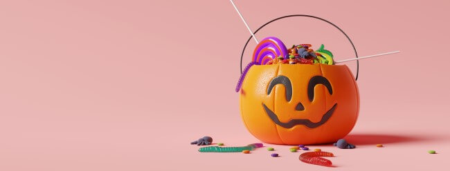 Halloween pumpkin with candy