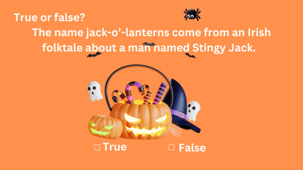Halloween true or false quiz question created on flexiquiz
