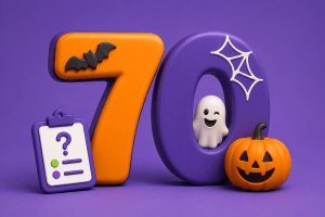number 70 decorated in halloween style