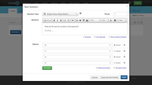 question page template to make a quiz