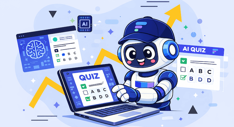 ai robot making a quiz with FlexiQuiz