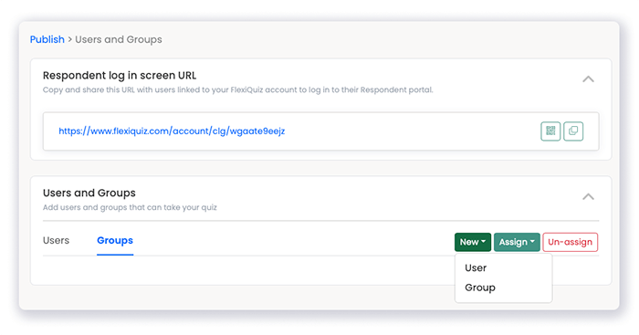 Groups configuration page
