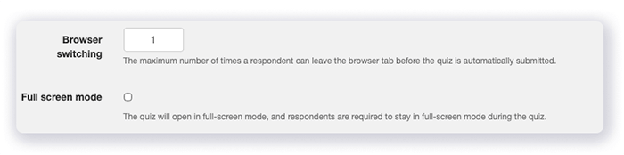 Box to enter the number of times learners can switch tabs before the quiz auto submits
