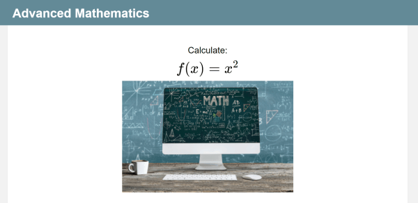 test-taker viewing of math question