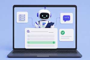 Robot making a quiz with FlexiQuiz