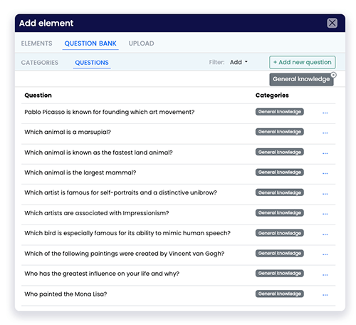 adding fixed question to a quiz from question bank
