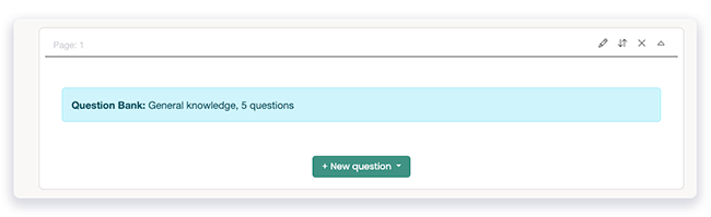 category and numbers of questions requested from question bank