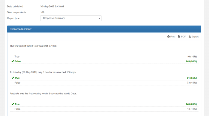 Example quiz analysis with FlexiQuiz