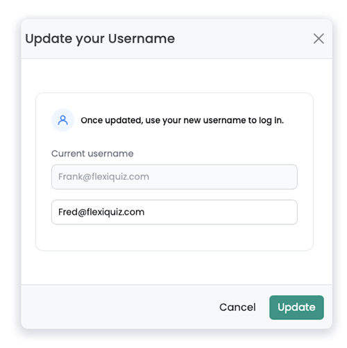 update and username screen to change username