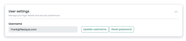 user settings screen to update username