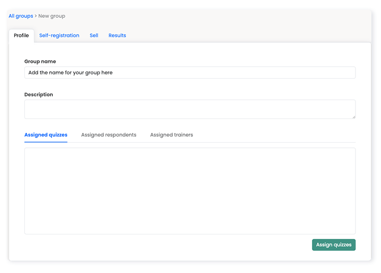 Making a quiz group profile page