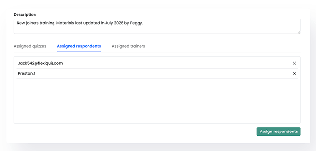 assigned respondents tab