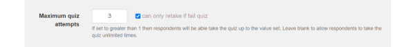 Tick box to retake quiz if fail