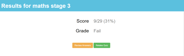 Retake quiz button on results screen