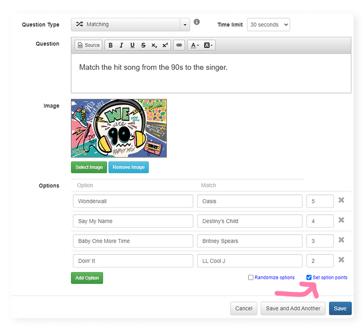 Question editor with answer options boxes to enter positive or negative numbers 