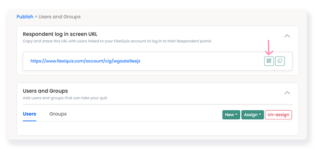 screen shot of qr symbol on respondent portal