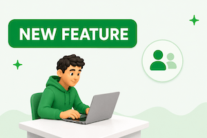 man on laptop with new feature for users