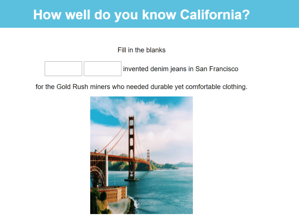 how the image can look in a quiz