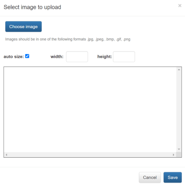 Choose image button to upload picture to online quiz