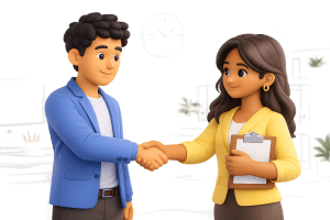 Employees shaking hands