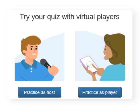 pop up with options to play live quiz as a host or player