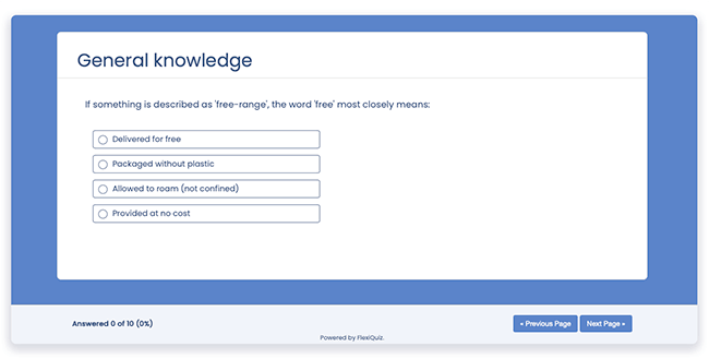 example of a question on FlexiQuiz