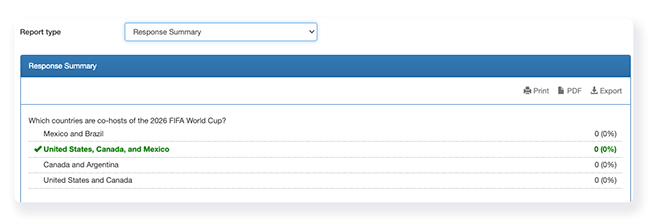 flexiquiz summary of quiz responses