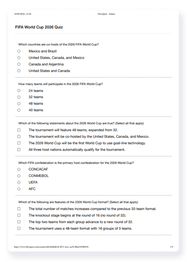 flexiquiz test print out