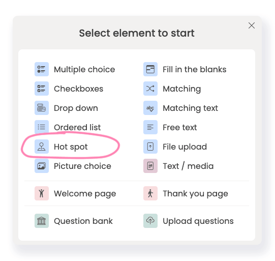 Flexi quiz select element  hot spot