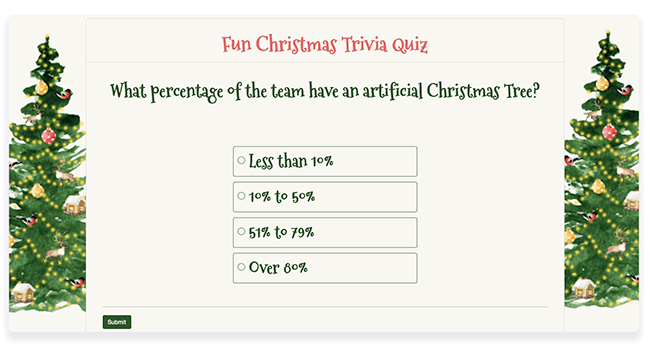 FlexiQuiz Christmas Trivia Multiple Choice question