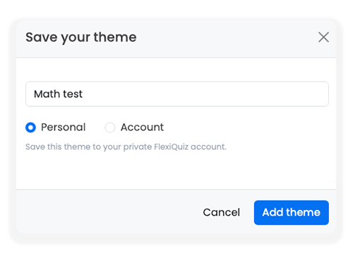 Box to enter name for your custom quiz theme