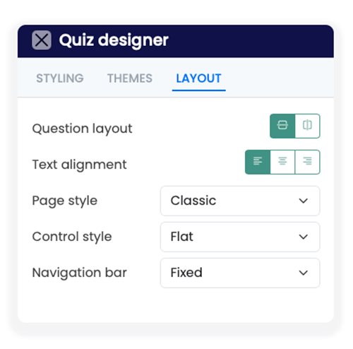 quiz layout options
