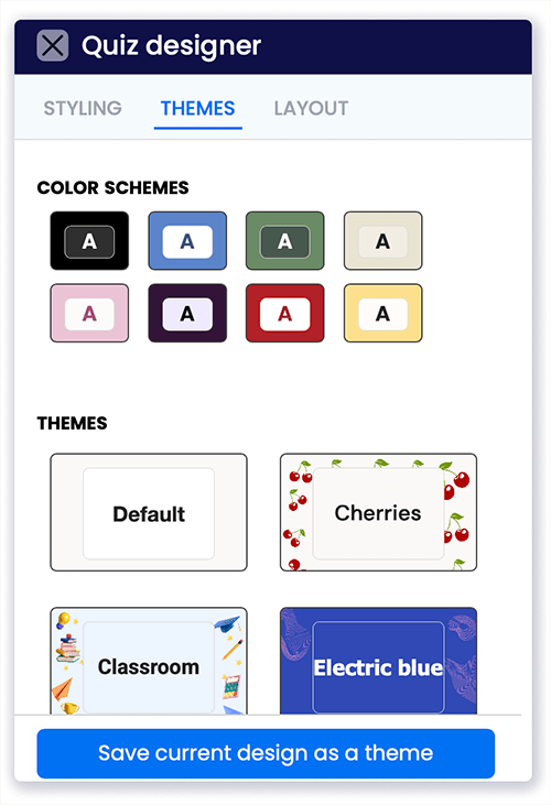 Options to style your quiz