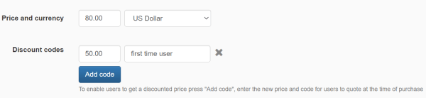 place to add coupon discount when selling a course