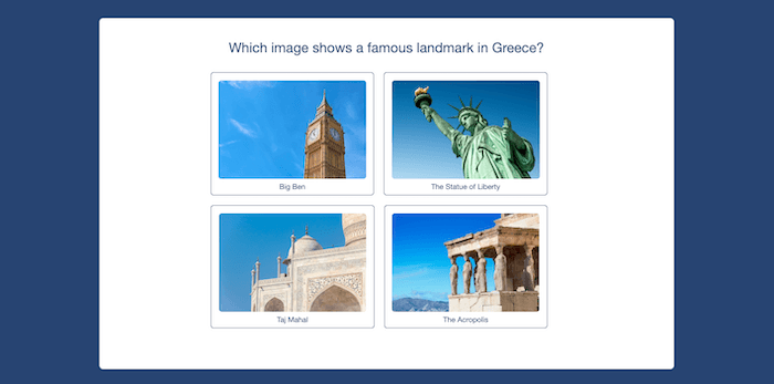 FlexiQuiz picture choice question with famous landmarks 