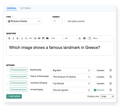 Picture choice question editor