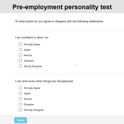 FlexiQuiz sample personality test