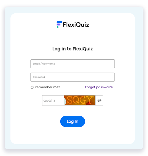 FlexiQuiz forgot password login page