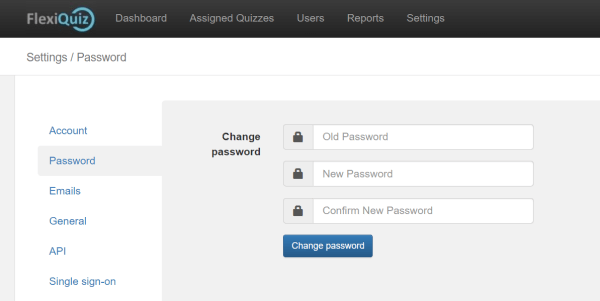 flexiquiz password change screen
