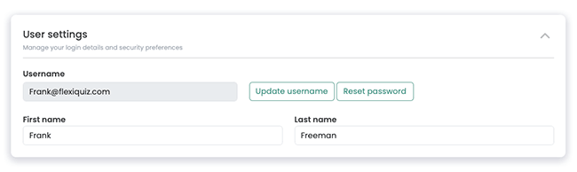 setting reset password screen