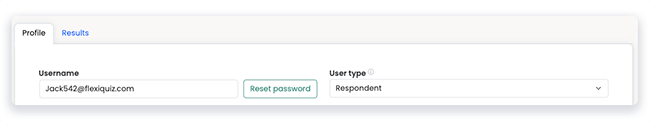 FlexiQuiz users reset password screen