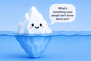 iceberg with speech bubble with question
