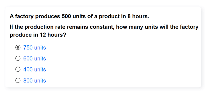 multiple-choice question for aptitude test