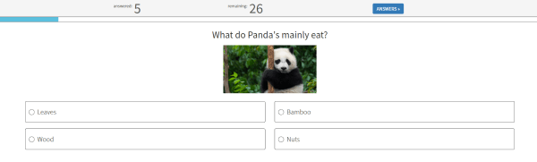 Live quiz question screen with timer