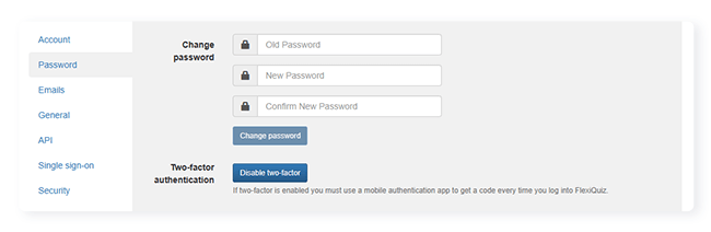 Button to cancel two-factor authentication